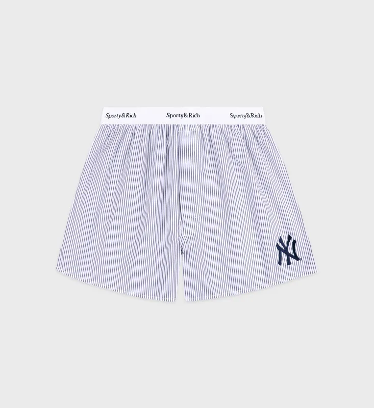 Yankees Serif Boxer Short - Navy Striped sold by Sporty and Rich