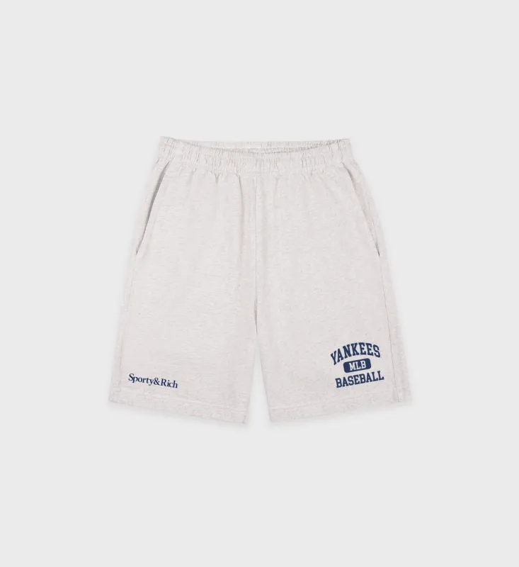 Yankees Ivy Gym Short - Heather Gray/Navy sold by Sporty and Rich