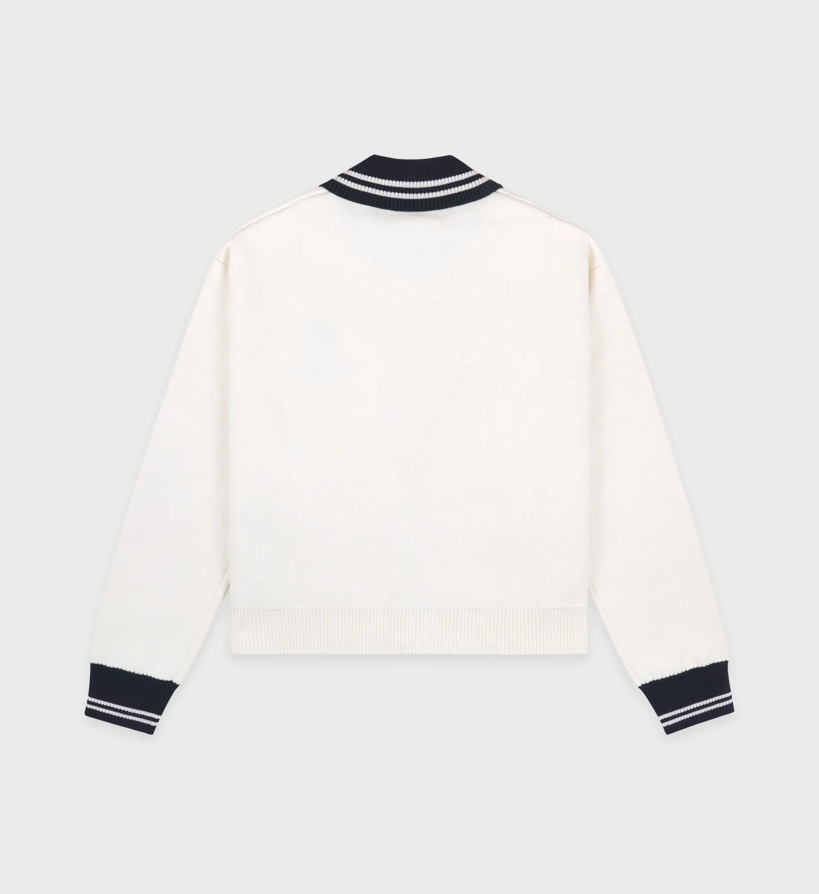 Crown Tennis Zipped Cardigan - Off White/Navy sold by Sporty and Rich product image thumbnail 4
