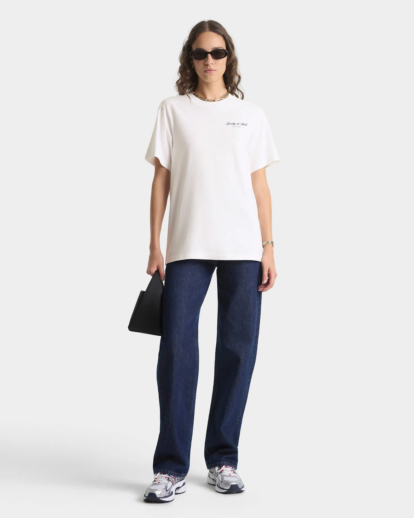 Signature NY T-Shirt - White/Navy sold by Sporty and Rich product image thumbnail 4