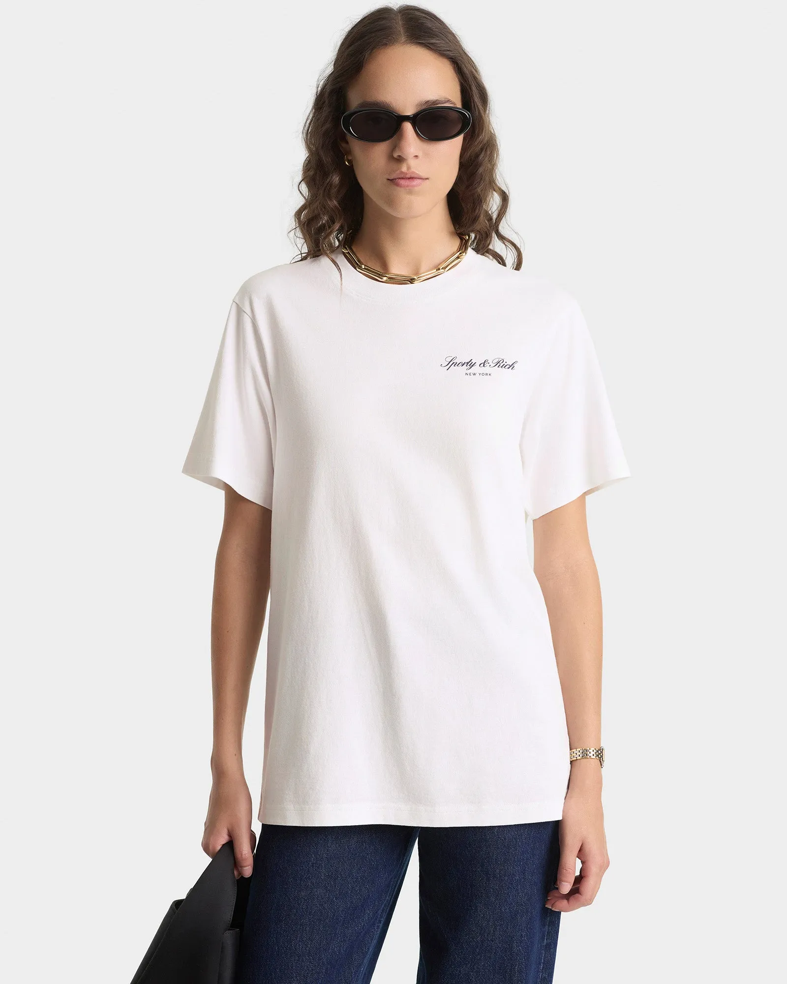 Signature NY T-Shirt - White/Navy sold by Sporty and Rich product image thumbnail 5