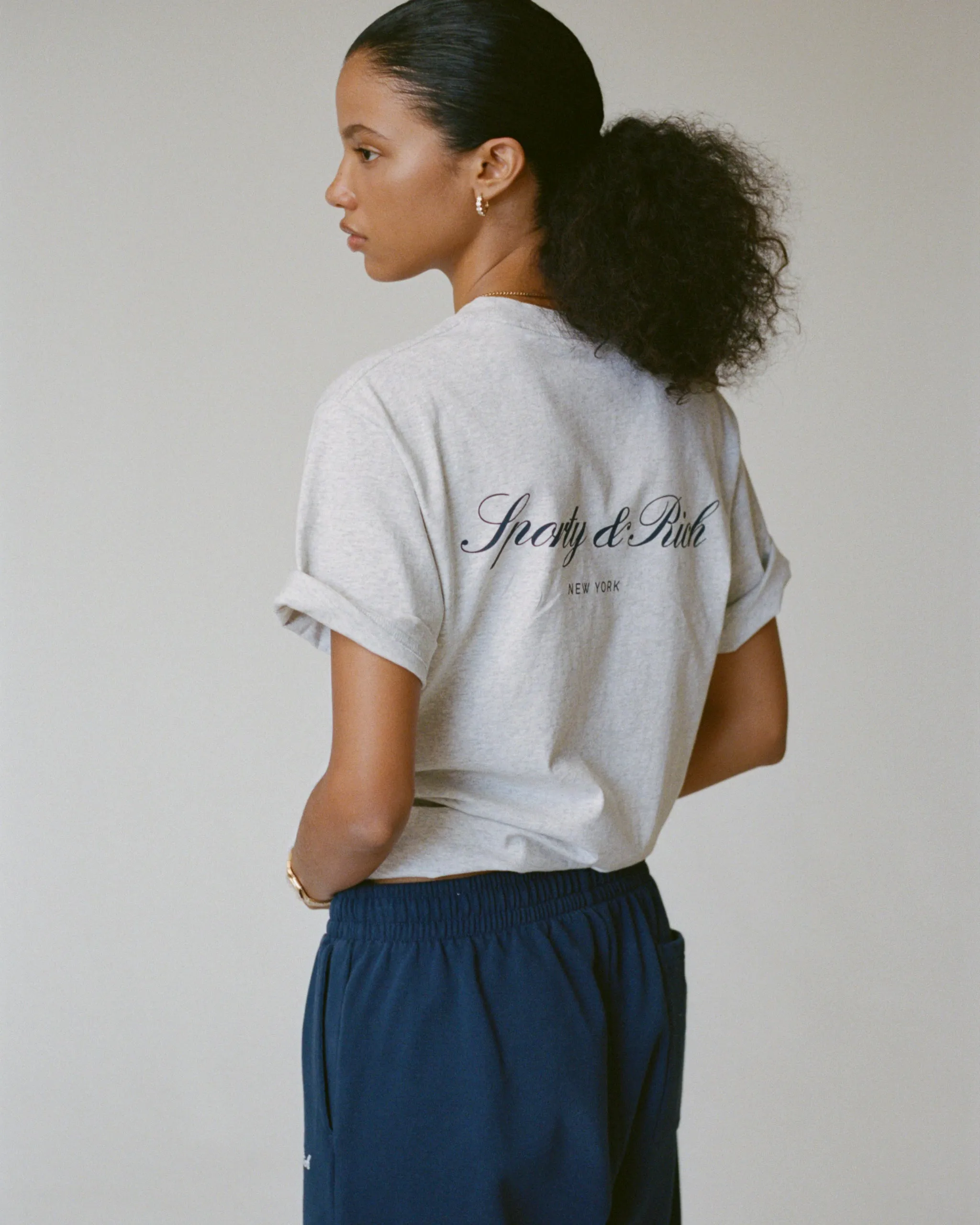 Signature NY T-Shirt - Heather Gray/Navy sold by Sporty and Rich product image thumbnail 3