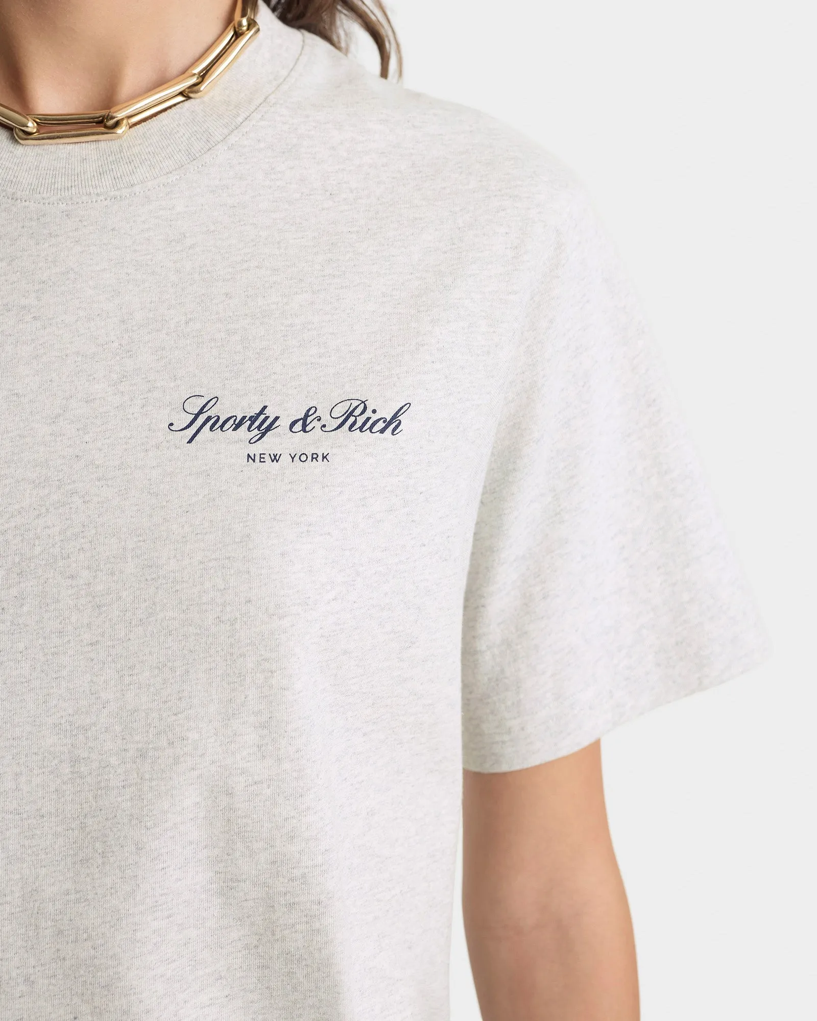 Signature NY T-Shirt - Heather Gray/Navy sold by Sporty and Rich product image thumbnail 5
