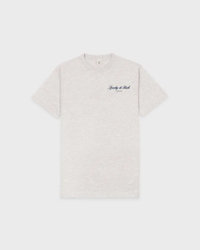 Signature NY T-Shirt - Heather Gray/Navy sold by Sporty and Rich
