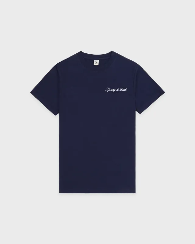 Signature NY T-Shirt - Navy/White sold by Sporty and Rich