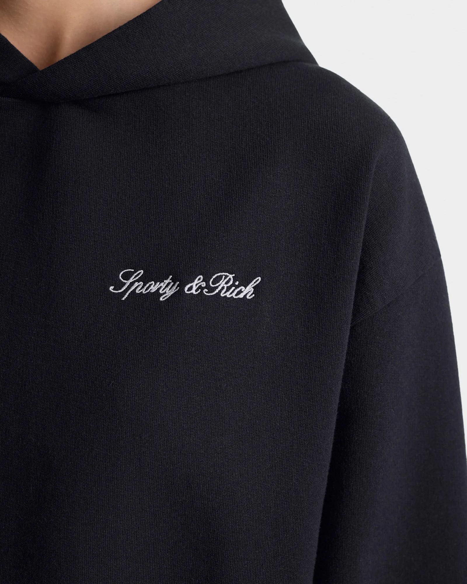 Signature Logo Embroidered Hoodie - Black/White sold by Sporty and Rich product image thumbnail 4