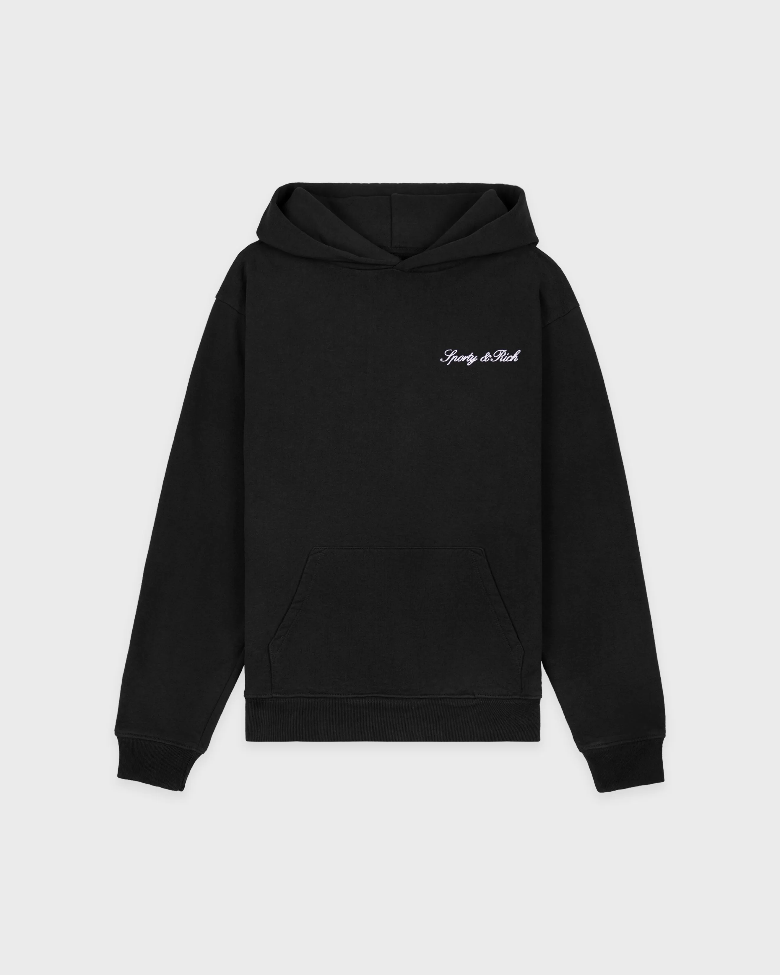 Signature Logo Embroidered Hoodie - Black/White sold by Sporty and Rich