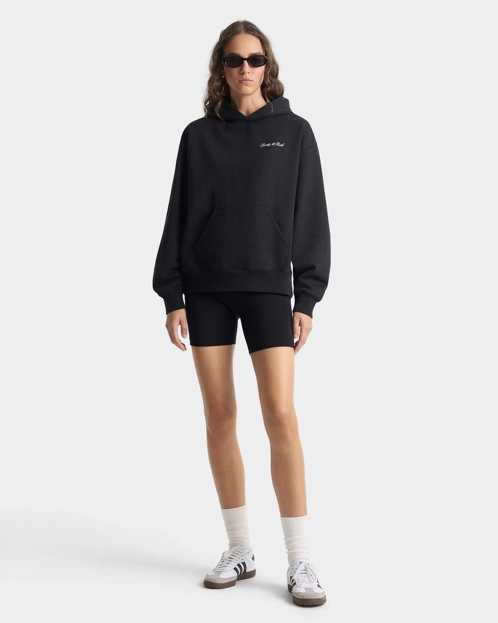 Signature Logo Embroidered Hoodie - Black/White sold by Sporty and Rich product image thumbnail 2