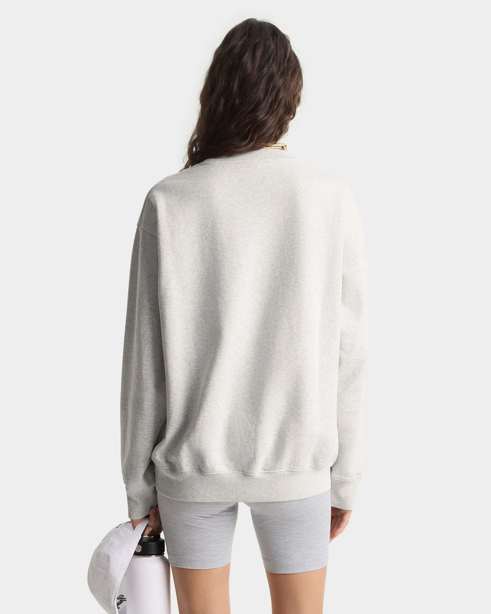 Signature Logo Embroidered Crewneck - Heather Gray/Navy sold by Sporty and Rich product image thumbnail 5