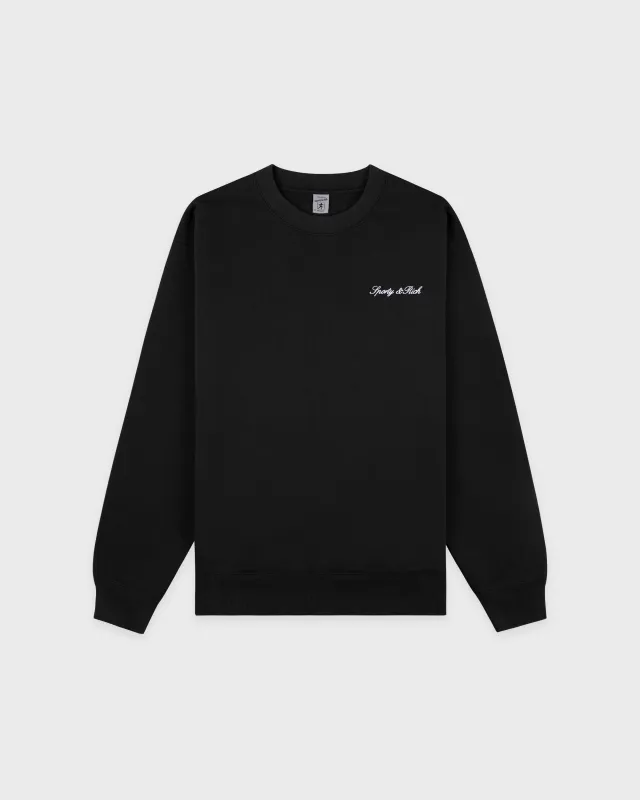 Signature Logo Embroidered Crewneck - Black/White sold by Sporty and Rich