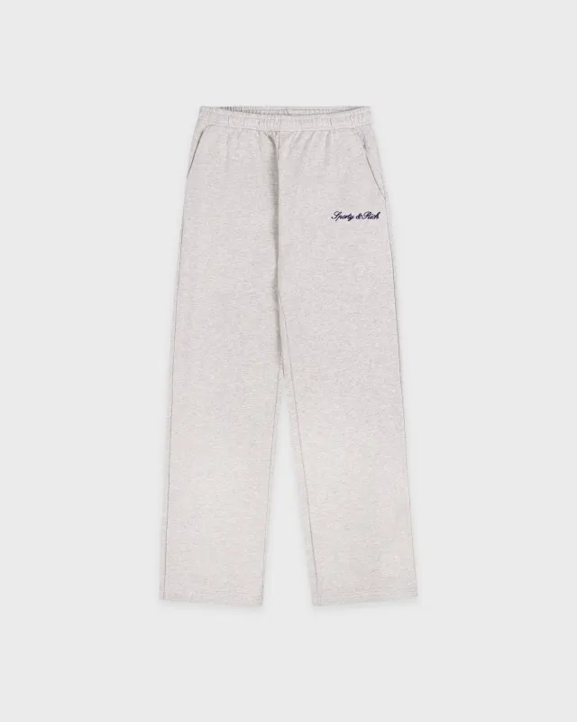 Signature Logo Embroidered Wide Sweatpant - Heather Gray/Navy sold by Sporty and Rich