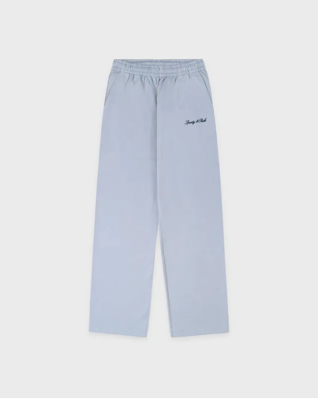 Signature Logo Embroidered Wide Sweatpant - Faded Blue/Navy sold by Sporty and Rich