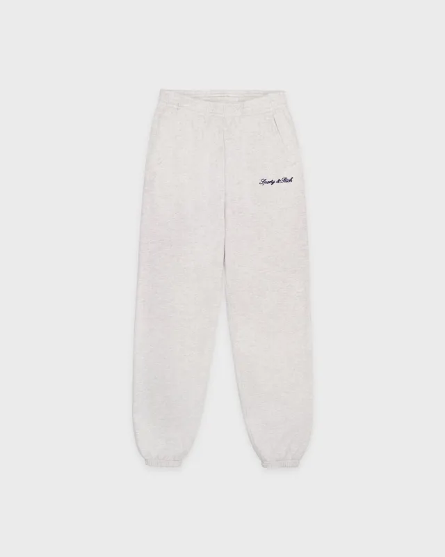 Signature Embroidered Sweatpant - Heather Gray/Navy sold by Sporty and Rich