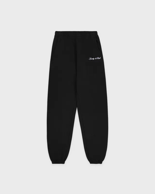 Signature Embroidered Sweatpant - Black/White sold by Sporty and Rich