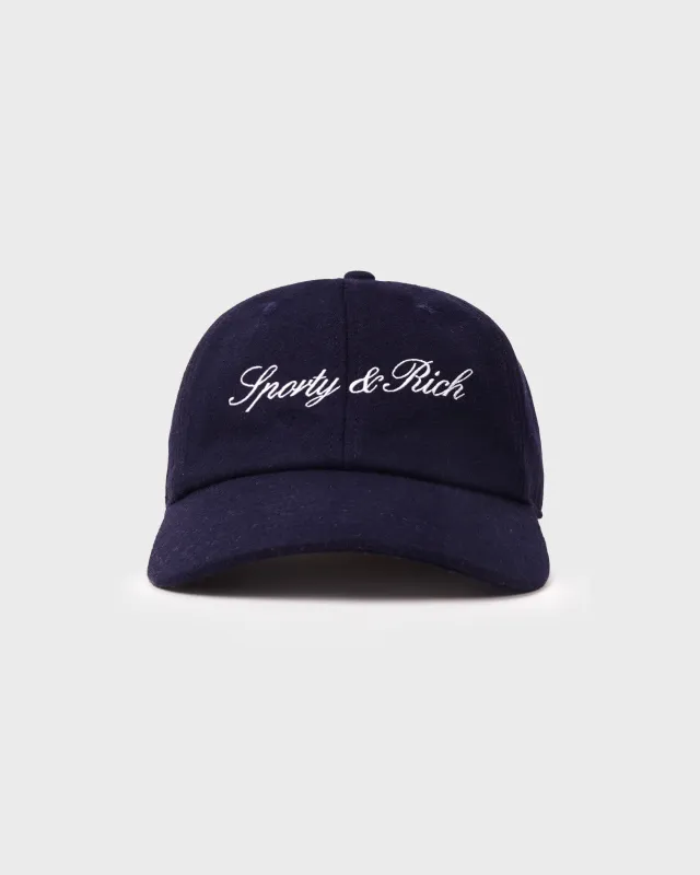 Signature Logo Wool Hat - Dark Navy sold by Sporty and Rich