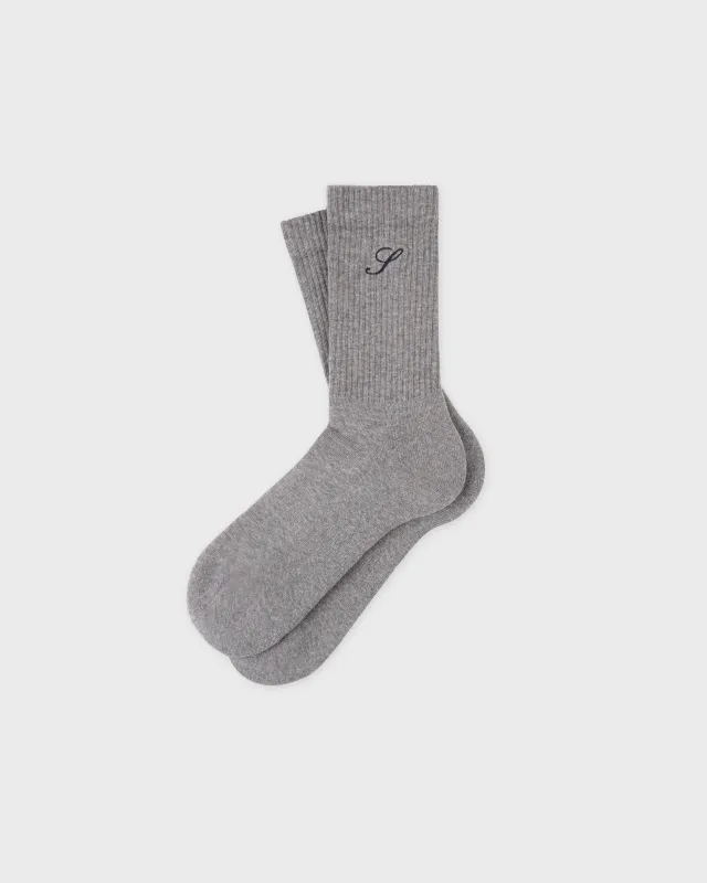 S Logo Wide Rib Cotton Socks - Heather Gray sold by Sporty and Rich