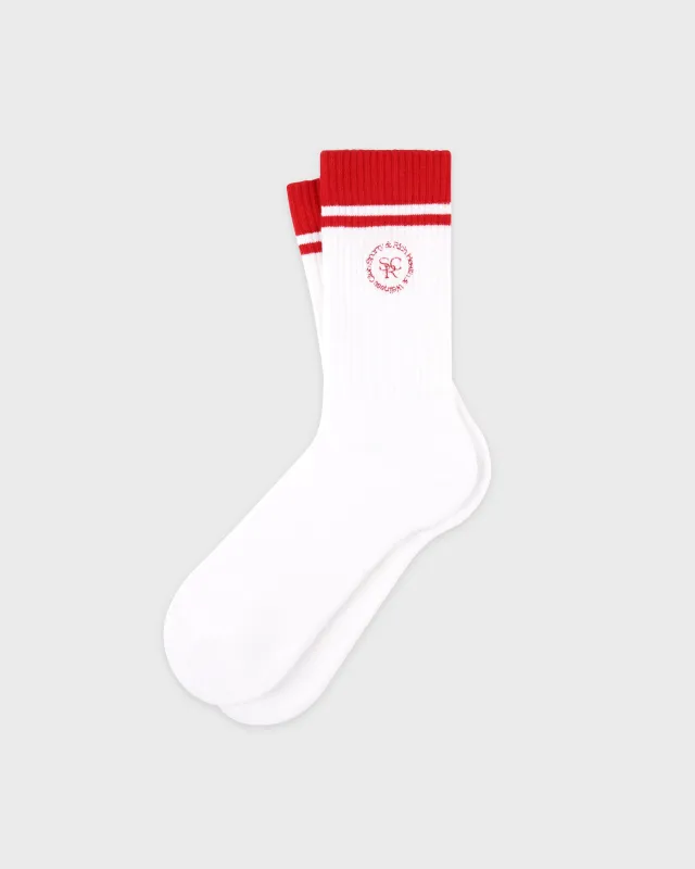 SRHWC Socks - White/Ruby sold by Sporty and Rich
