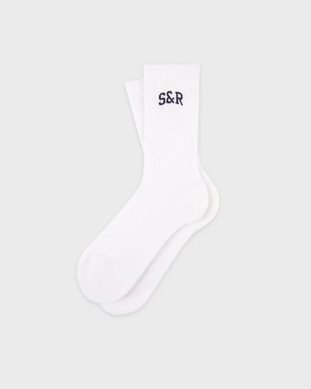 S&R Ivy Socks - White/Navy sold by Sporty and Rich