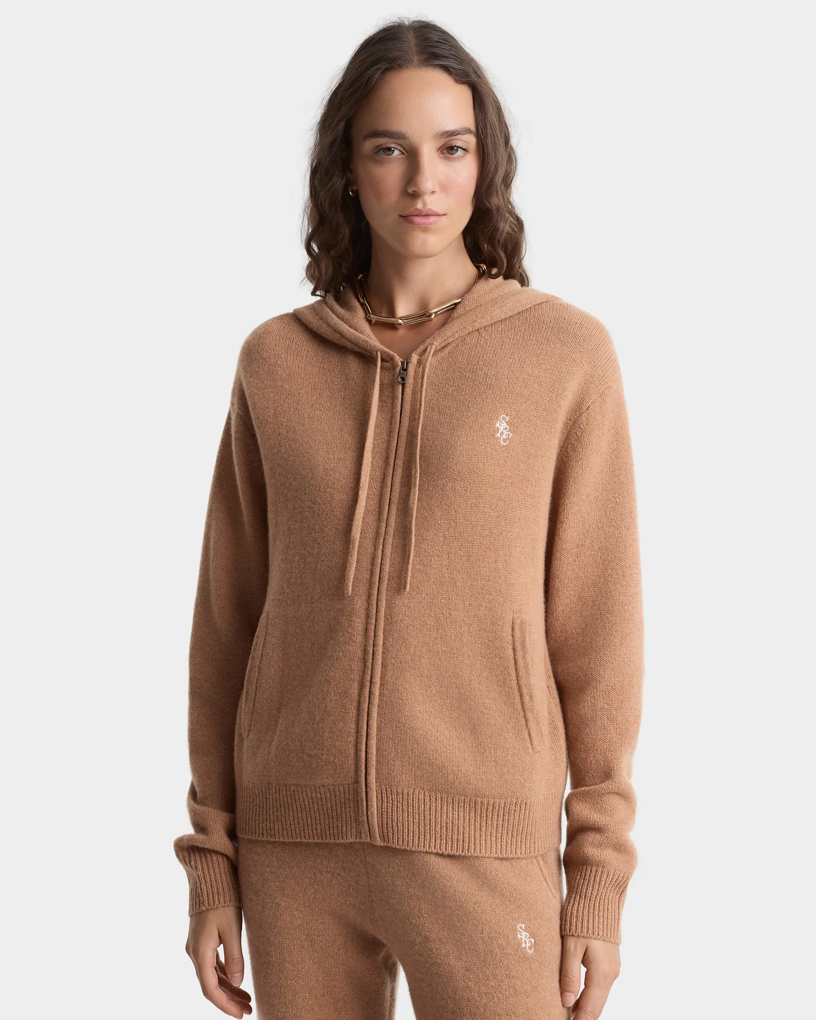 SRC Cashmere Zip Hoodie - Camel sold by Sporty and Rich product image thumbnail 3