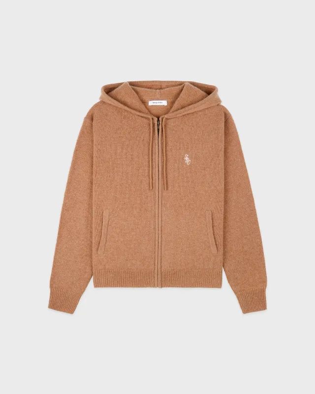 SRC Cashmere Zip Hoodie - Camel sold by Sporty and Rich