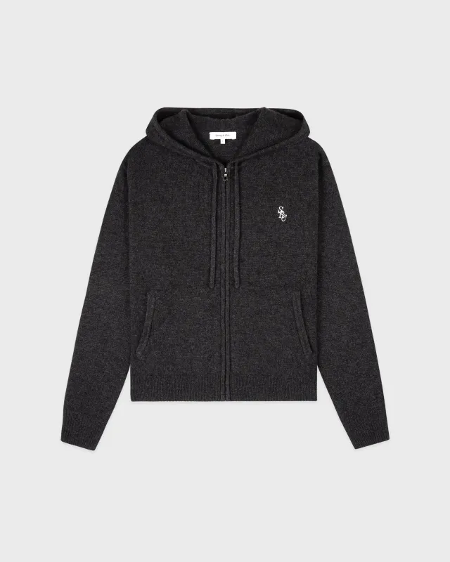 SRC Cashmere Zip Hoodie - Dark Grey sold by Sporty and Rich
