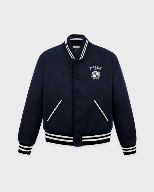BH Crest Wool Varsity Jacket - Navy/White sold by Sporty and Rich