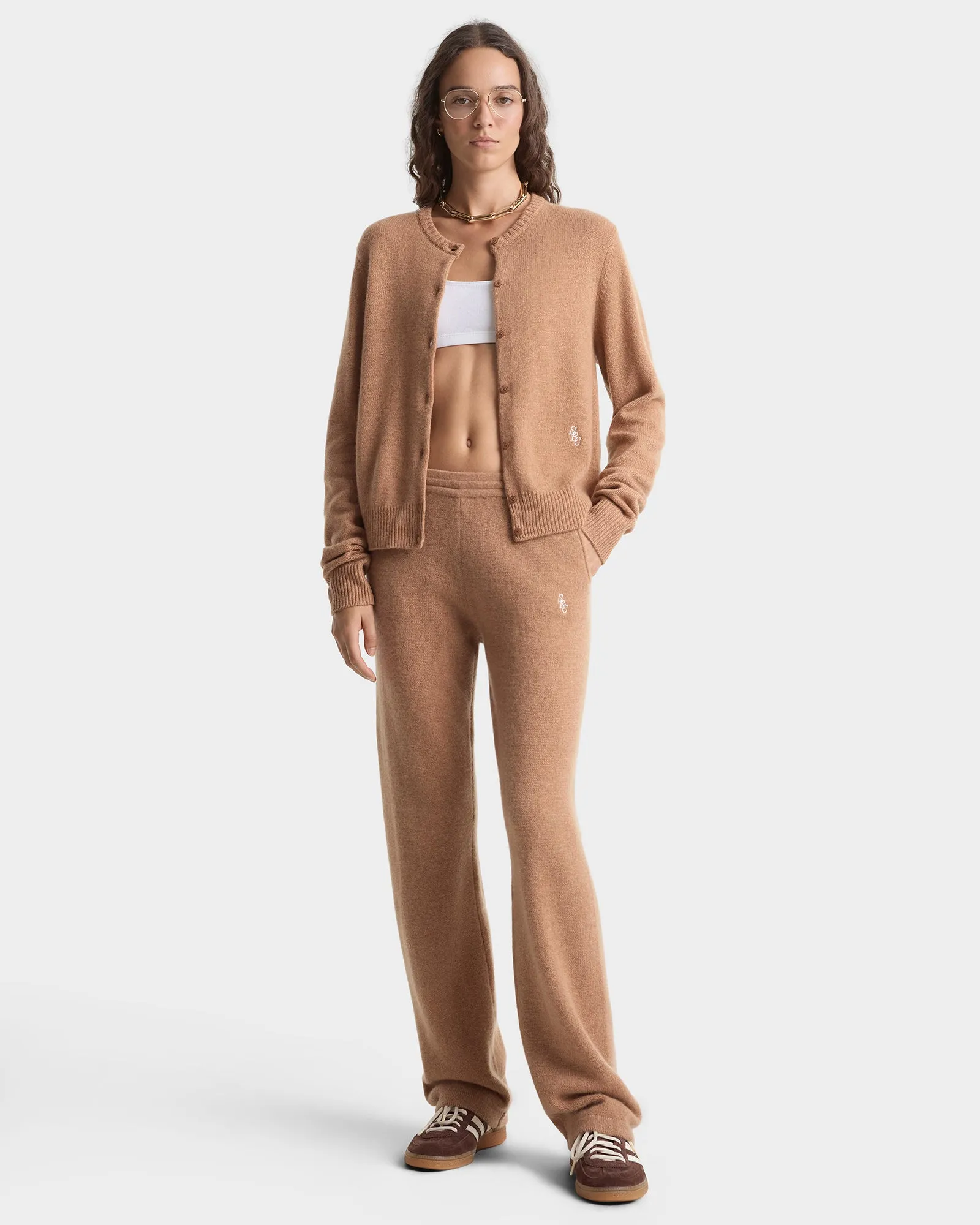 SRC Cashmere Trousers - Camel/White sold by Sporty and Rich product image thumbnail 3