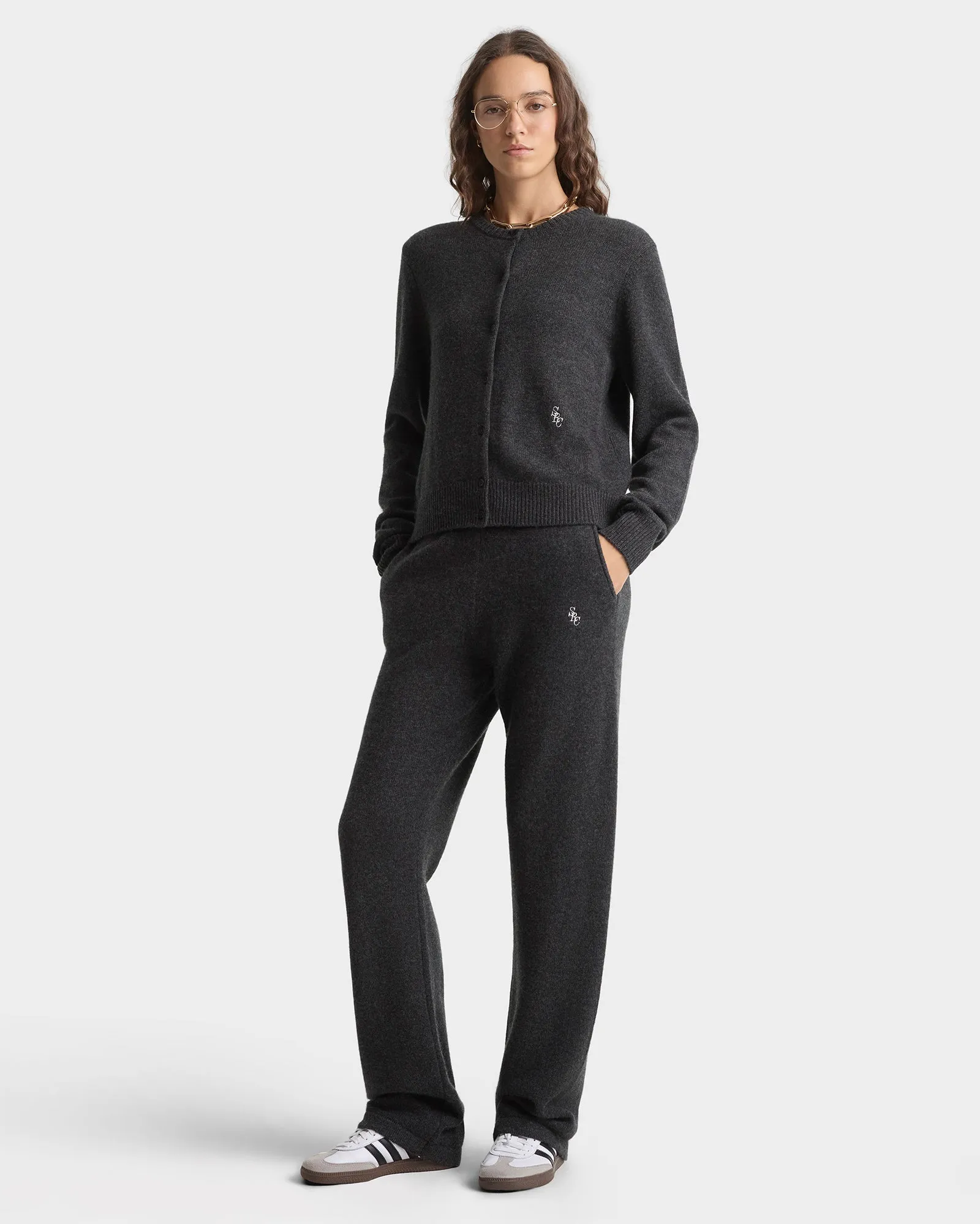 SRC Cashmere Trousers - Dark Grey/White sold by Sporty and Rich product image thumbnail 2