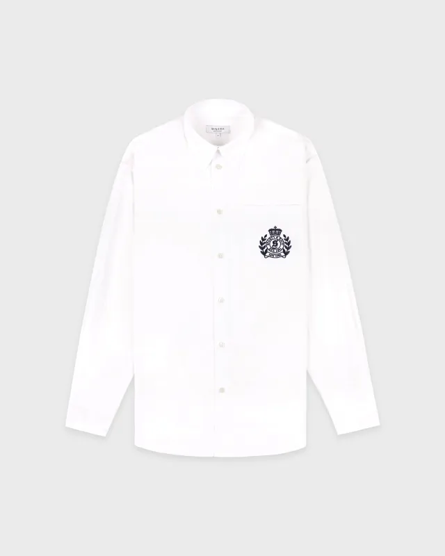 NY Crest Oversized Shirt - White/Navy sold by Sporty and Rich