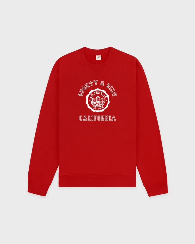 California Emblem Crewneck - Ruby/White sold by Sporty and Rich