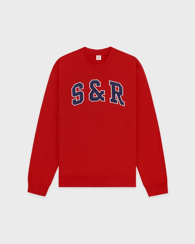 S&R Ivy Crewneck - Ruby/Navy sold by Sporty and Rich