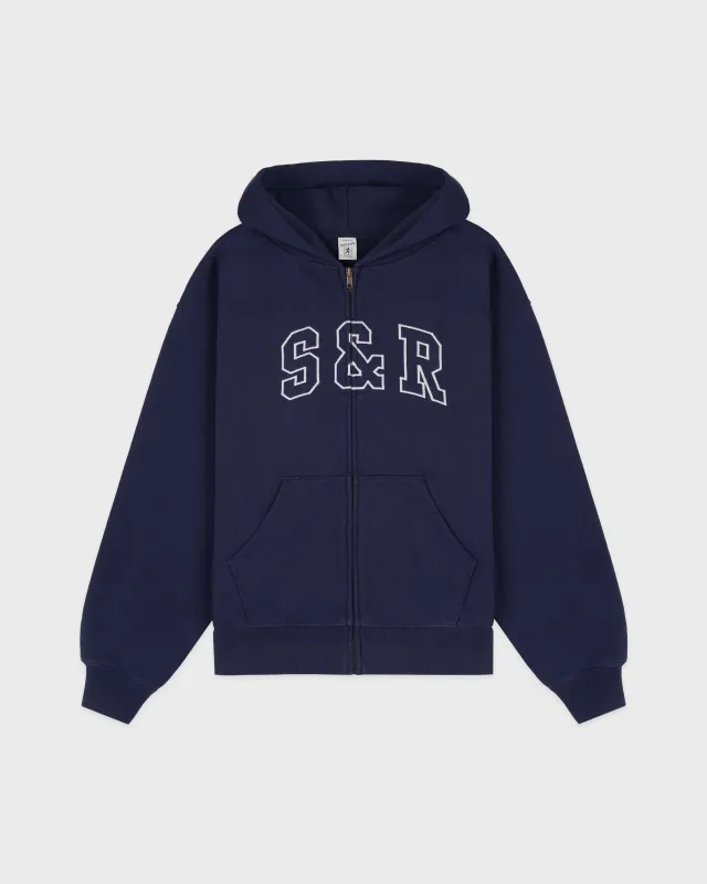 S&R Ivy Zip Hoodie - Navy/White sold by Sporty and Rich