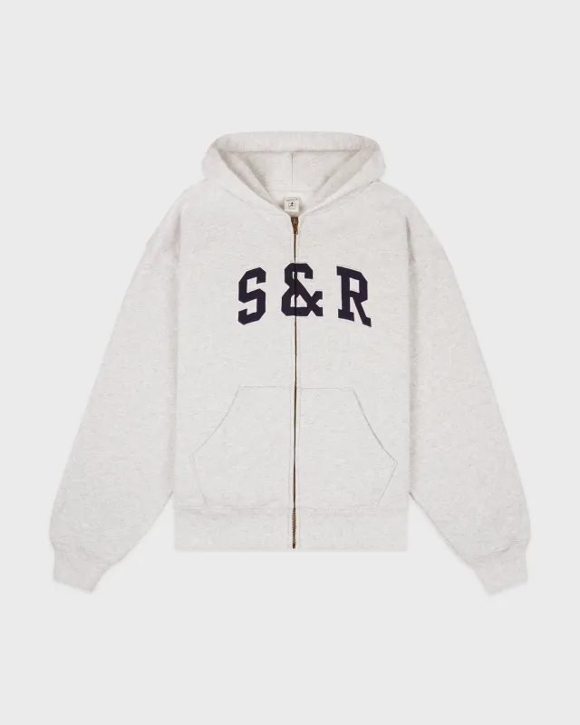 S&R Ivy Zip Hoodie - Heather Gray/Navy sold by Sporty and Rich