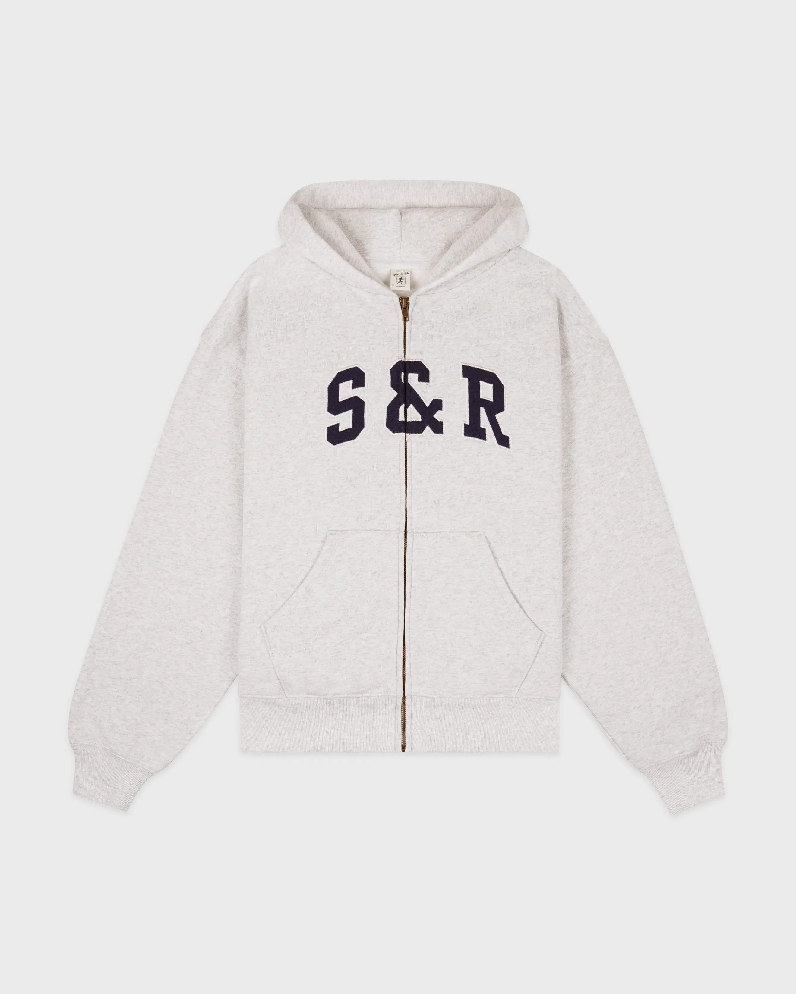 S&R Ivy Zip Hoodie - Heather Gray/Navy sold by Sporty and Rich