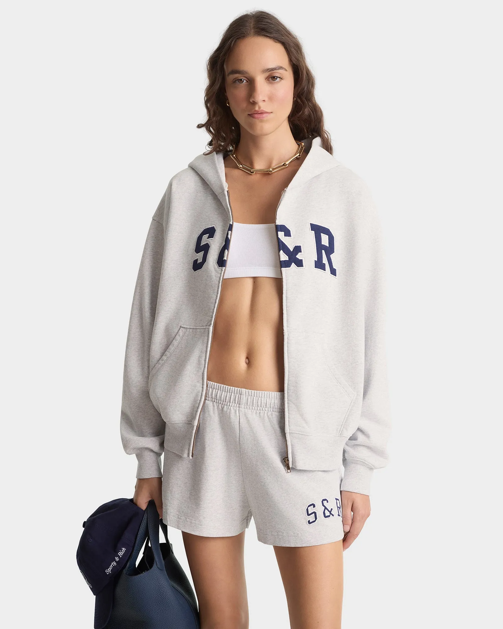 S&R Ivy Zip Hoodie - Heather Gray/Navy sold by Sporty and Rich product image thumbnail 4