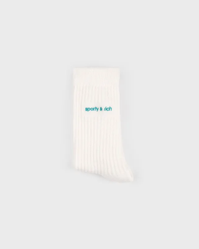Adidas Rib Socks - White/Teal sold by Sporty and Rich