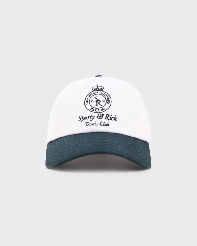 Crown Tennis Hat - White/Forest sold by Sporty and Rich