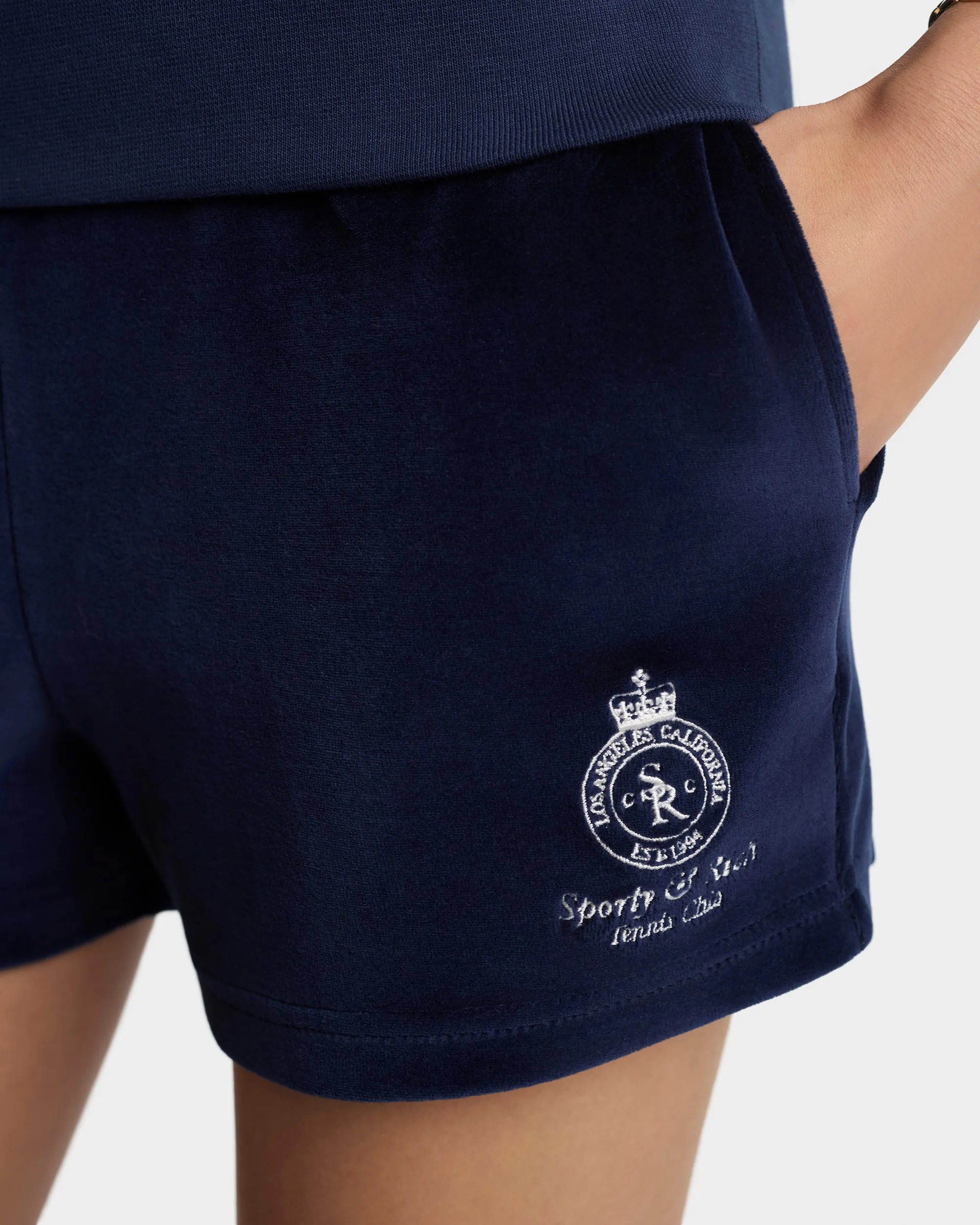 Crown Tennis Velour Short - Navy/Ecru sold by Sporty and Rich product image thumbnail 4