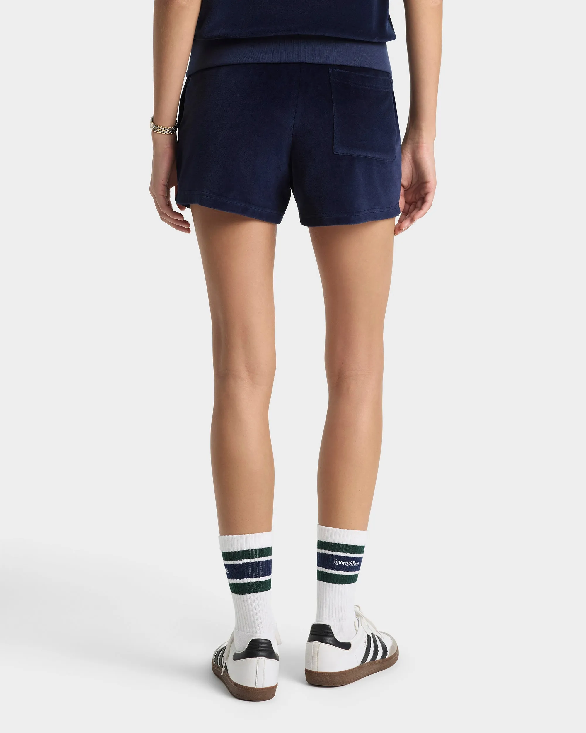 Crown Tennis Velour Short - Navy/Ecru sold by Sporty and Rich product image thumbnail 5
