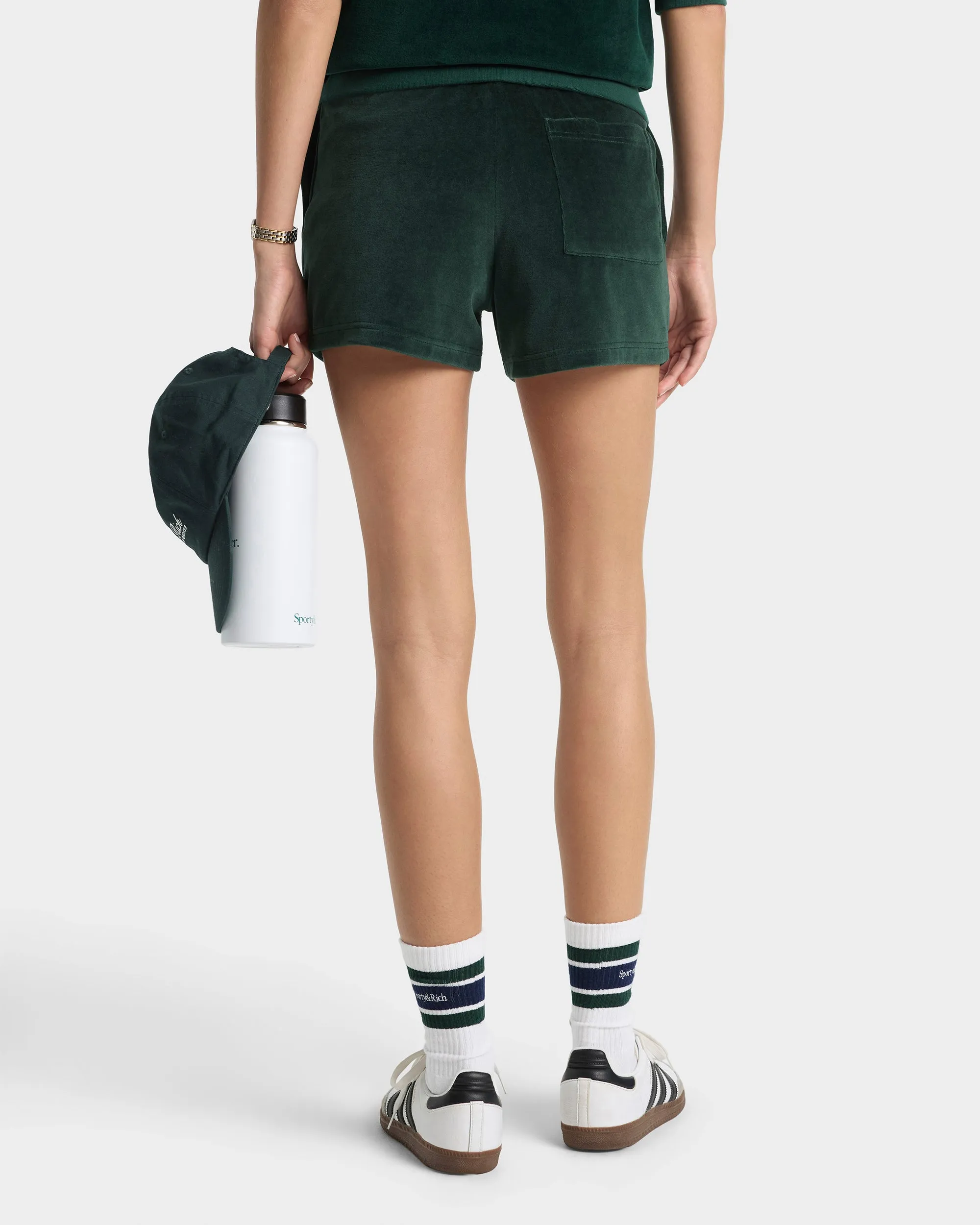 Crown Tennis Velour Short - Forest/Ecru sold by Sporty and Rich product image thumbnail 5