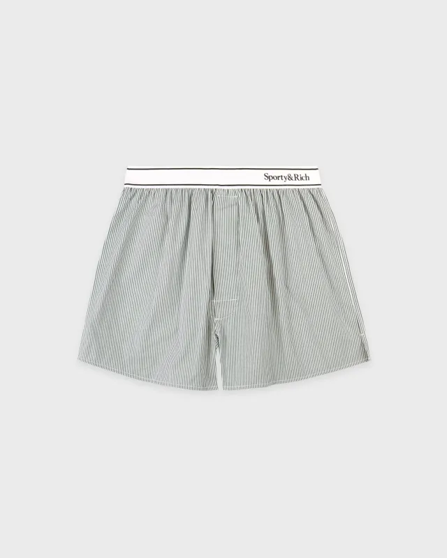 Serif Logo Boxer - Forest striped sold by Sporty and Rich