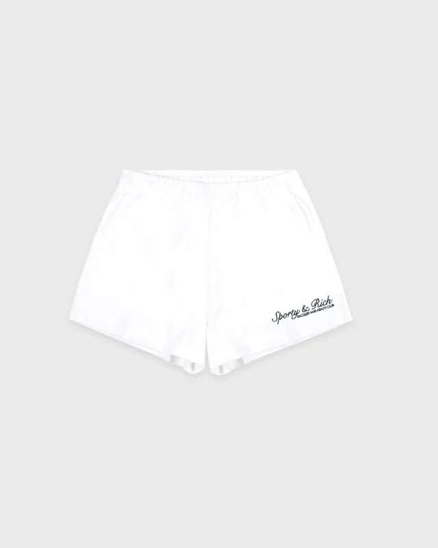 Syracuse Embroidered Disco Short - White sold by Sporty and Rich
