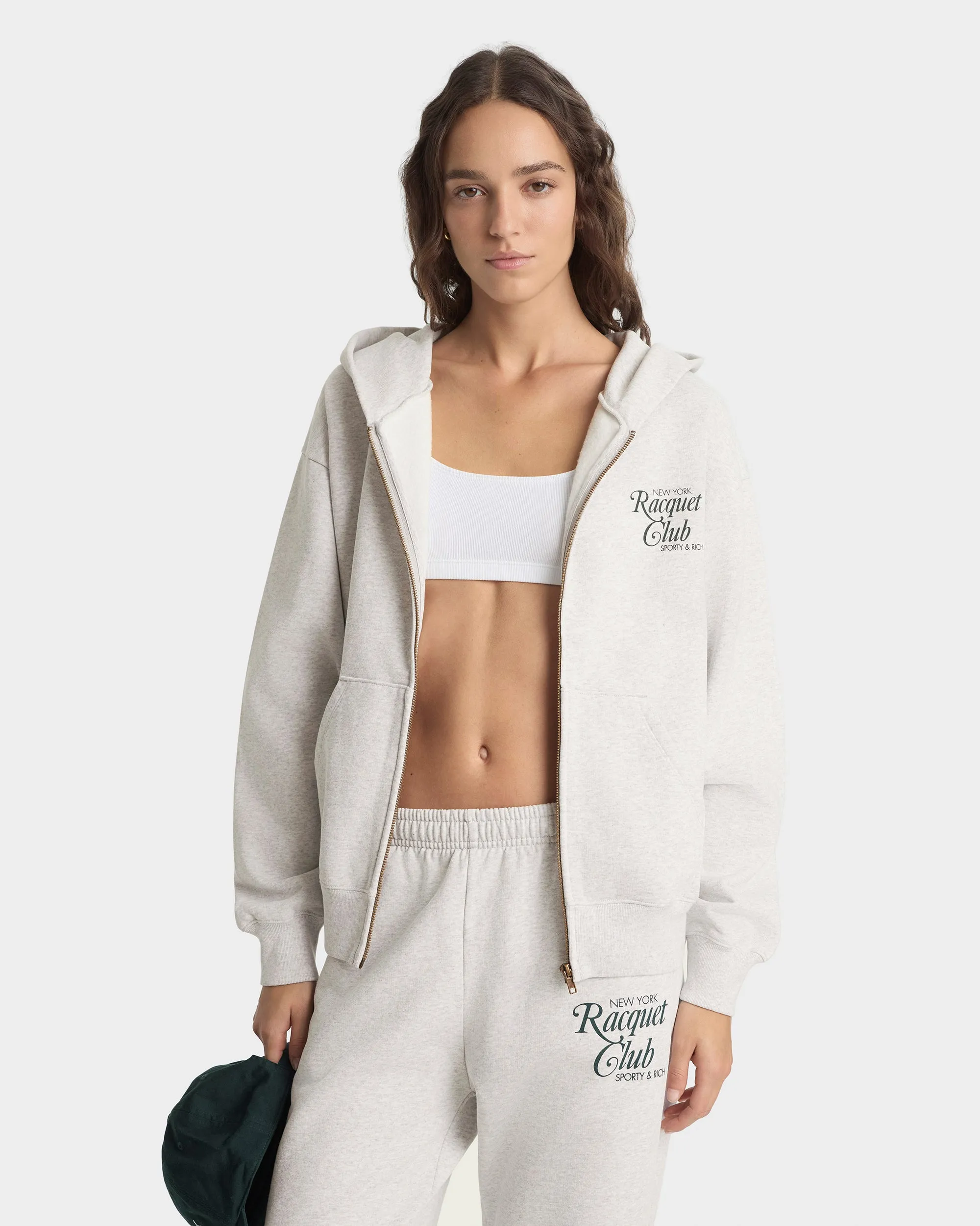 NYRC Zip Hoodie - Heather Gray/Forest sold by Sporty and Rich product image thumbnail 3