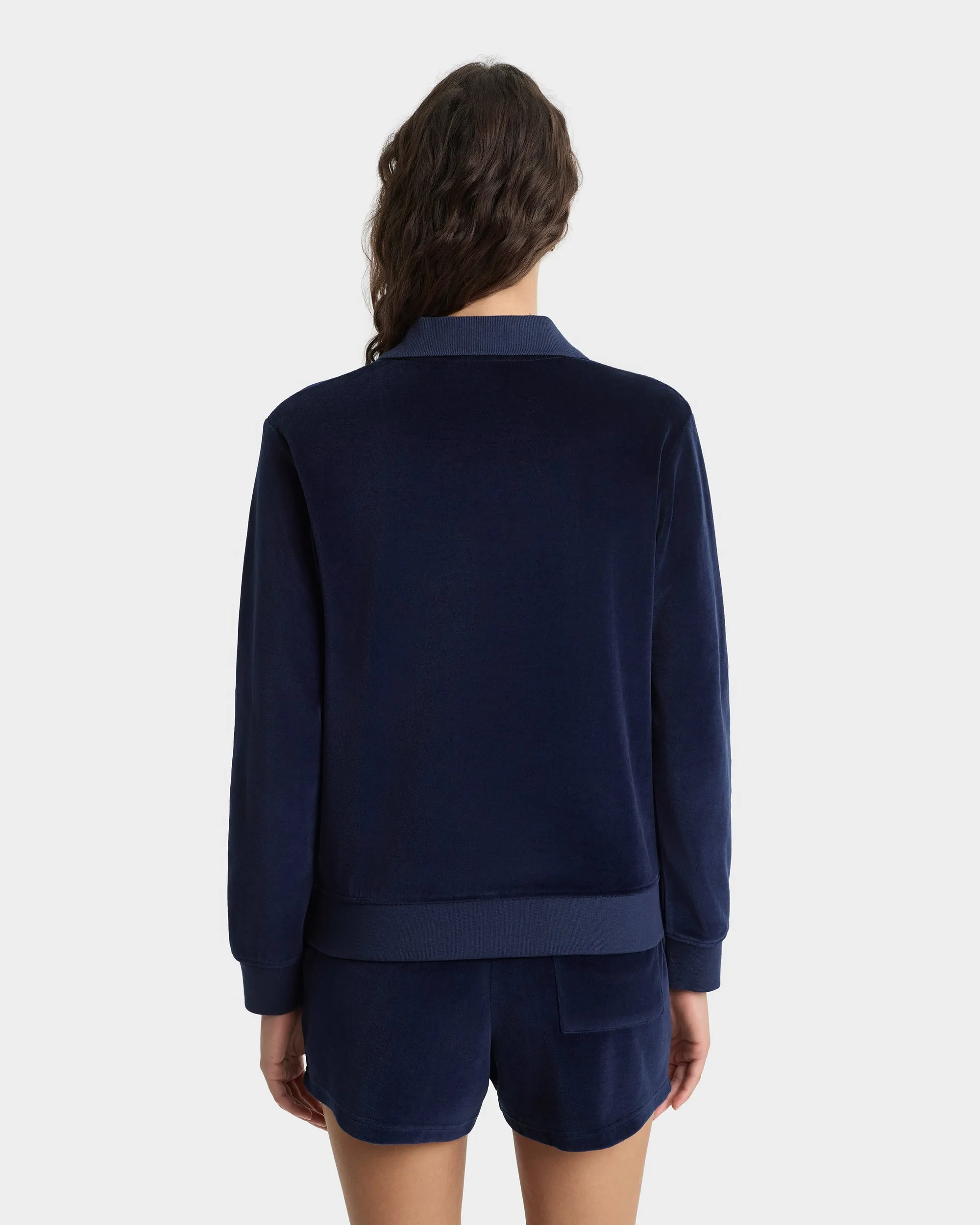 Crown Tennis Velour Polo - Navy/Ecru sold by Sporty and Rich product image thumbnail 5