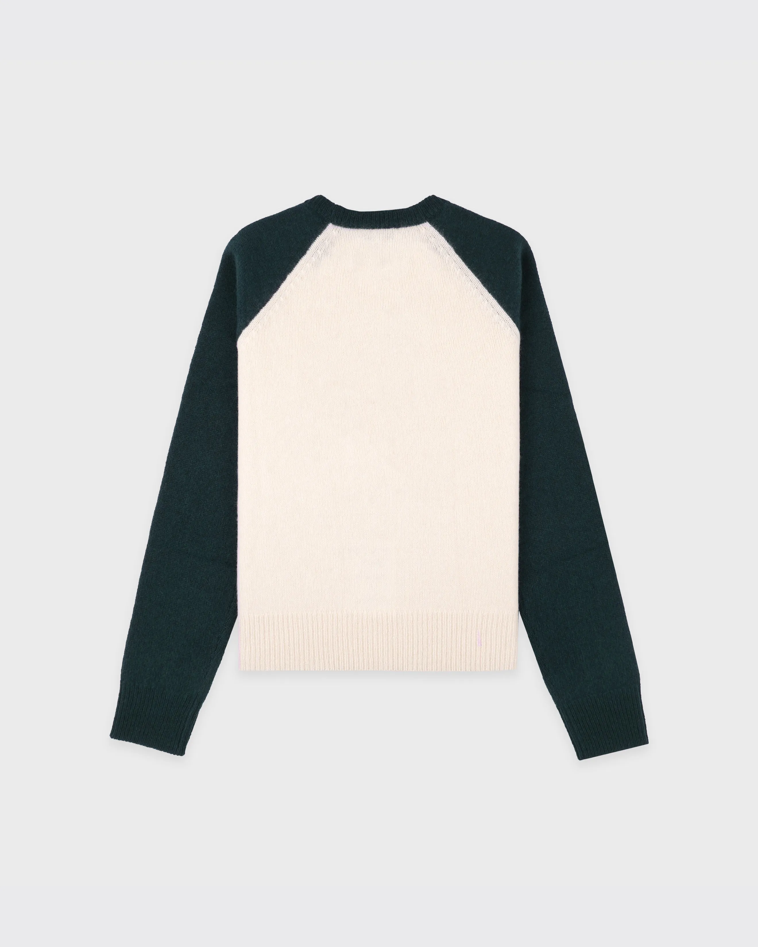 Syracuse Cashmere Baseball Sweater - Ecru/Forest sold by Sporty and Rich product image thumbnail 5