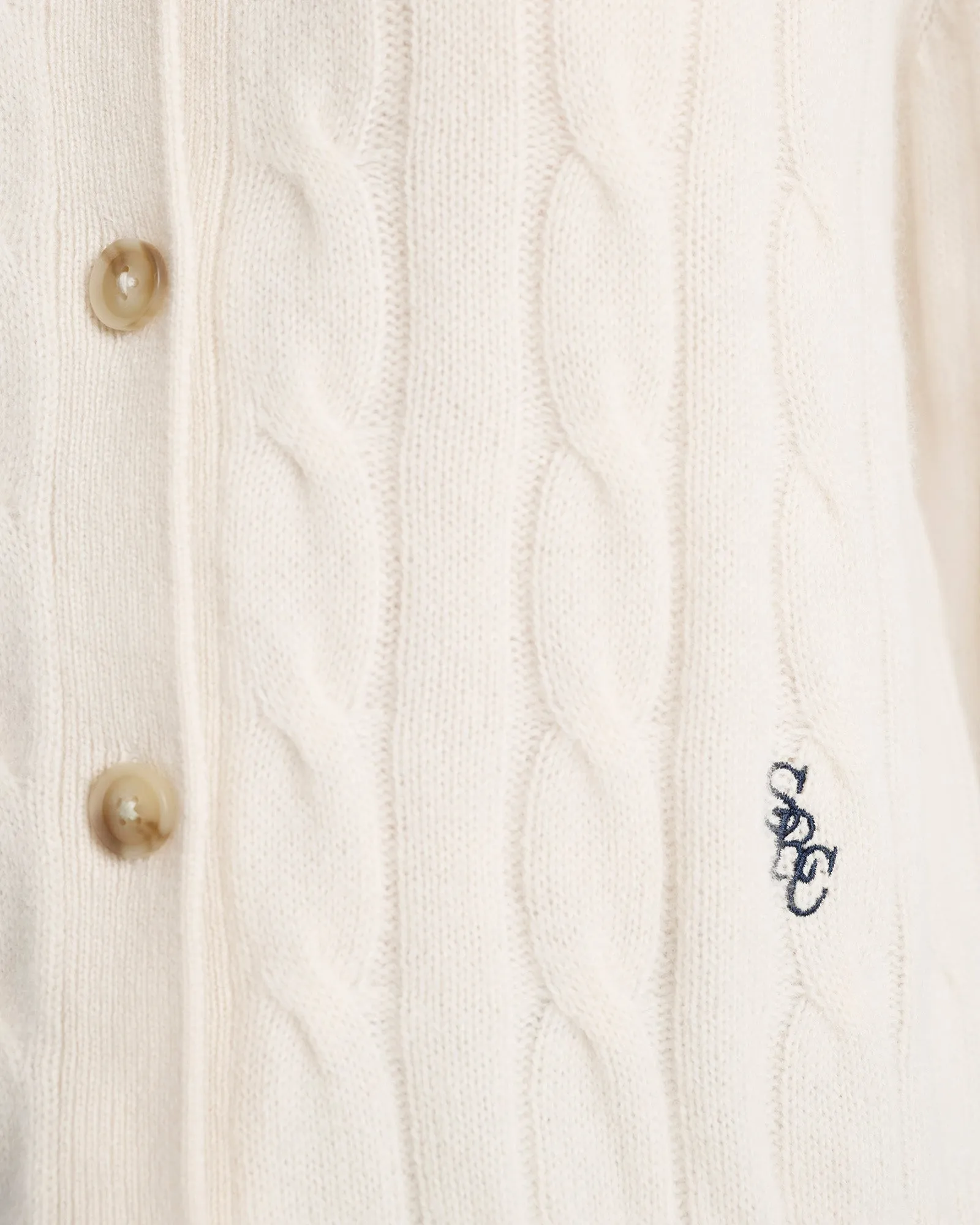 SRC Cableknit Cashmere Cardigan - Ecru sold by Sporty and Rich product image thumbnail 3