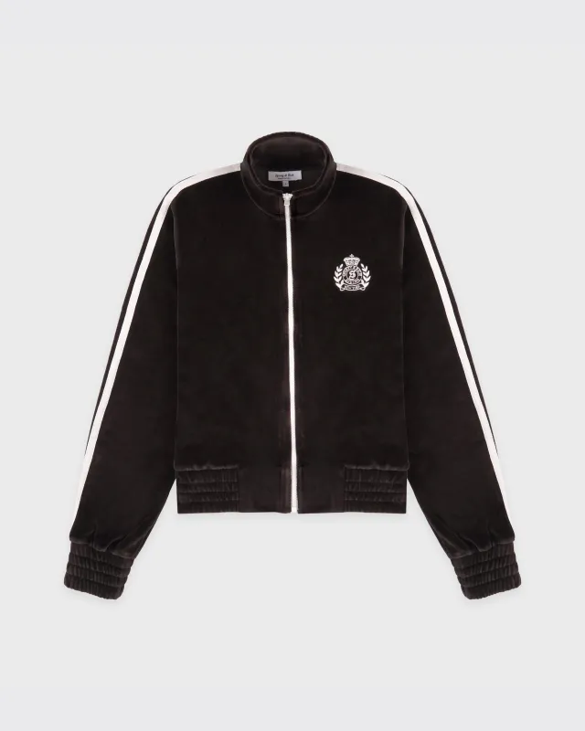 NY Crest Elio Velour Track Jacket - Chocolate sold by Sporty and Rich