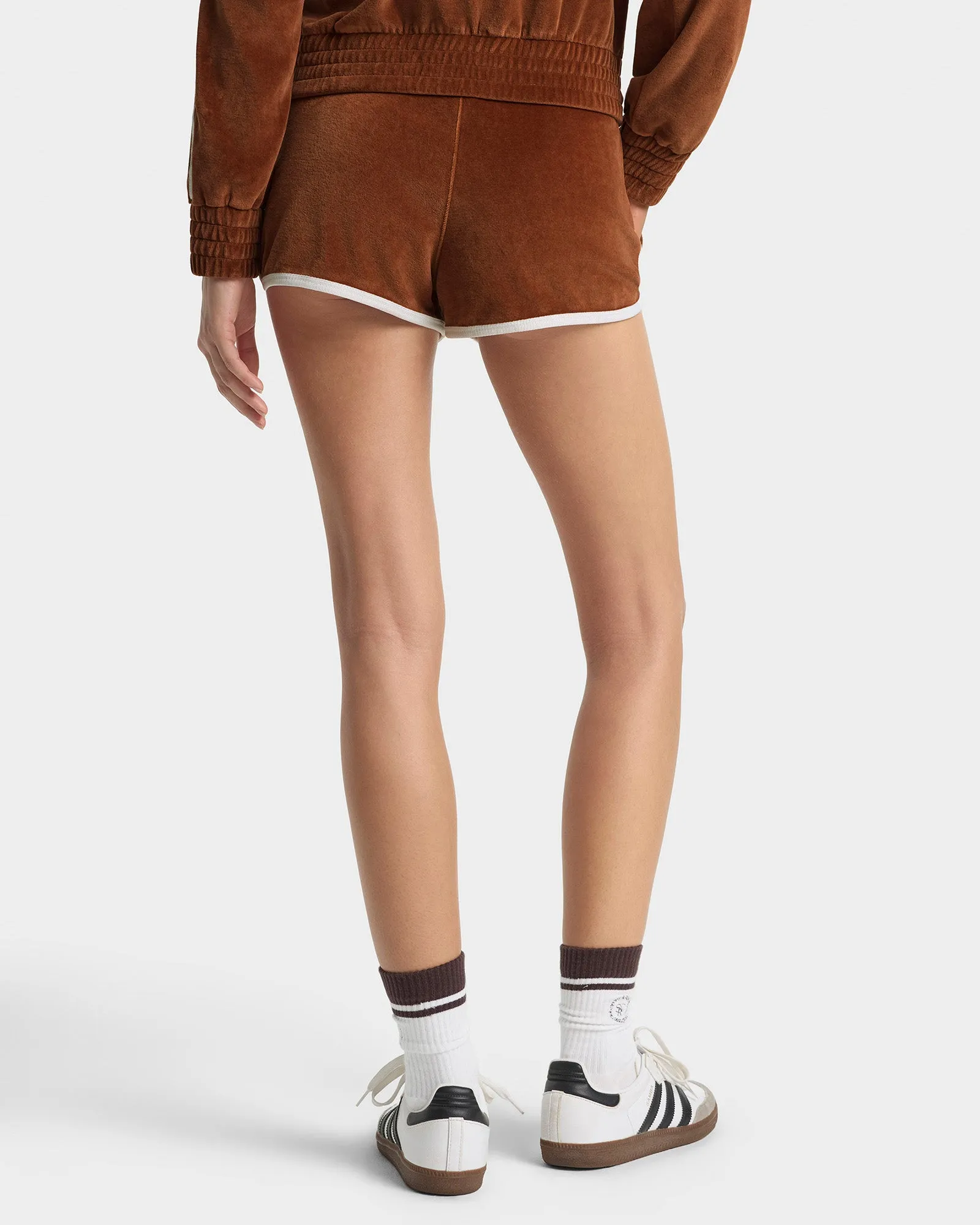 NY Crest Velour Track Short - Tobacco/White sold by Sporty and Rich product image thumbnail 4