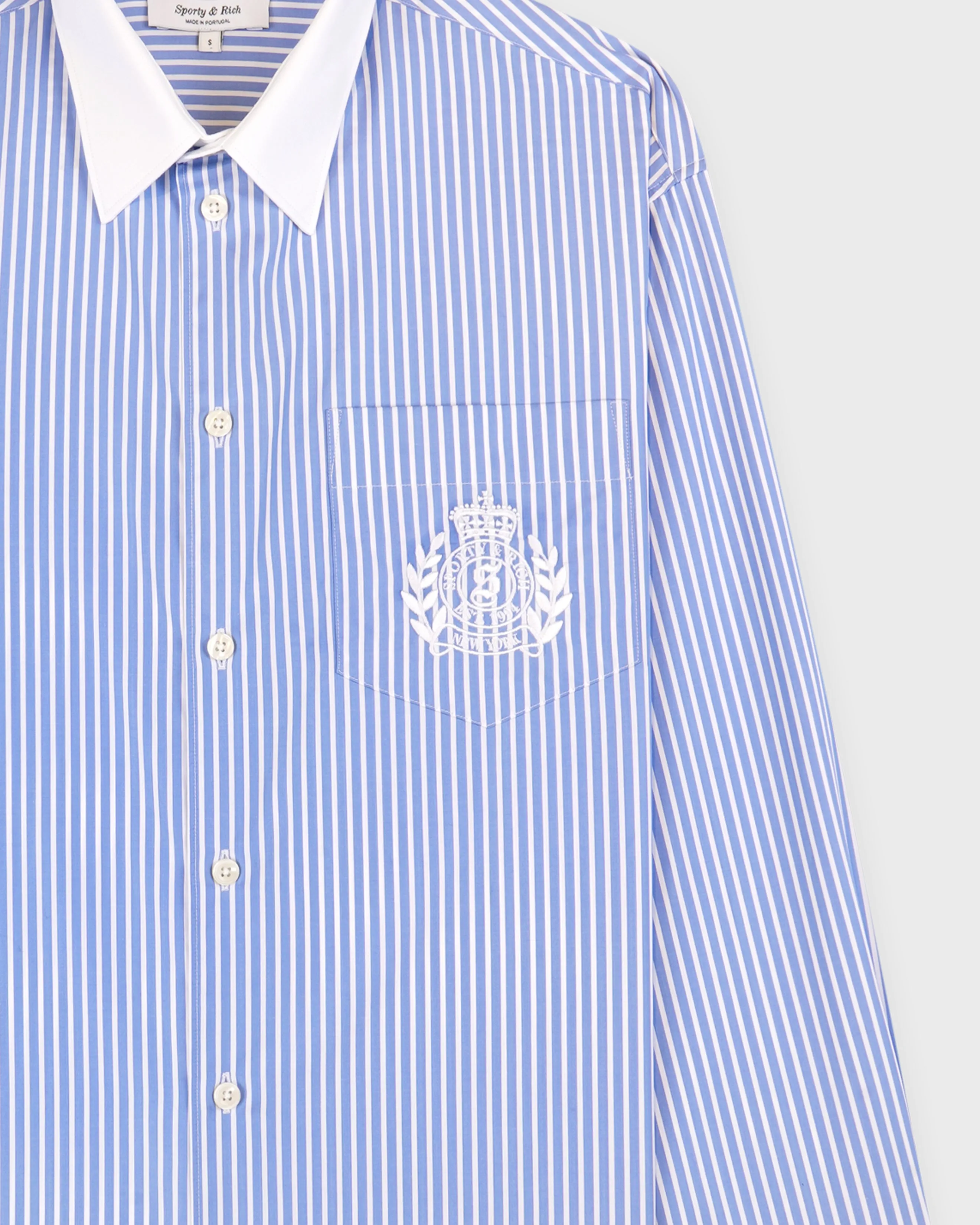 NY Crest Oversized Shirt - Navy Stripe sold by Sporty and Rich product image thumbnail 5