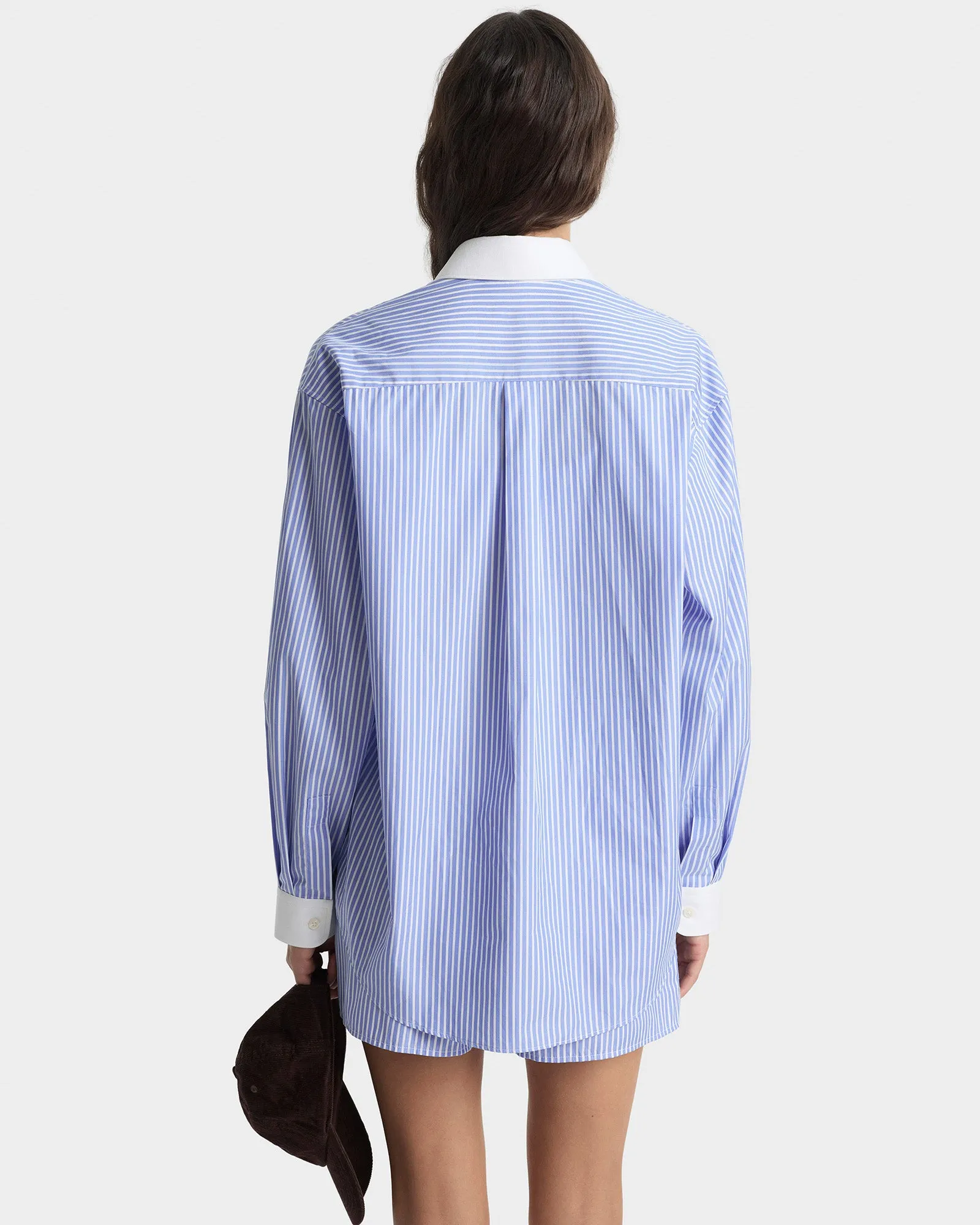 NY Crest Oversized Shirt - Navy Stripe sold by Sporty and Rich product image thumbnail 4